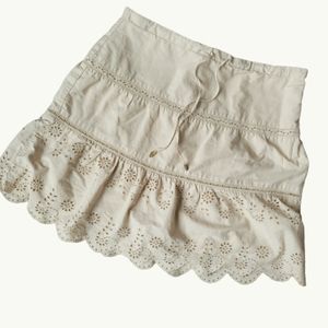 AEO Khaki Scalloped Eyelet Skirt